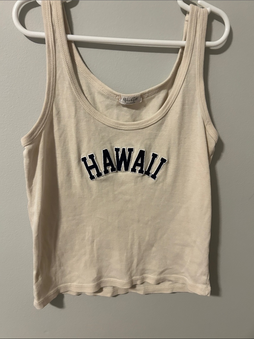 Brandy Melville Cream Tank with Navy Hawaii Appliqué